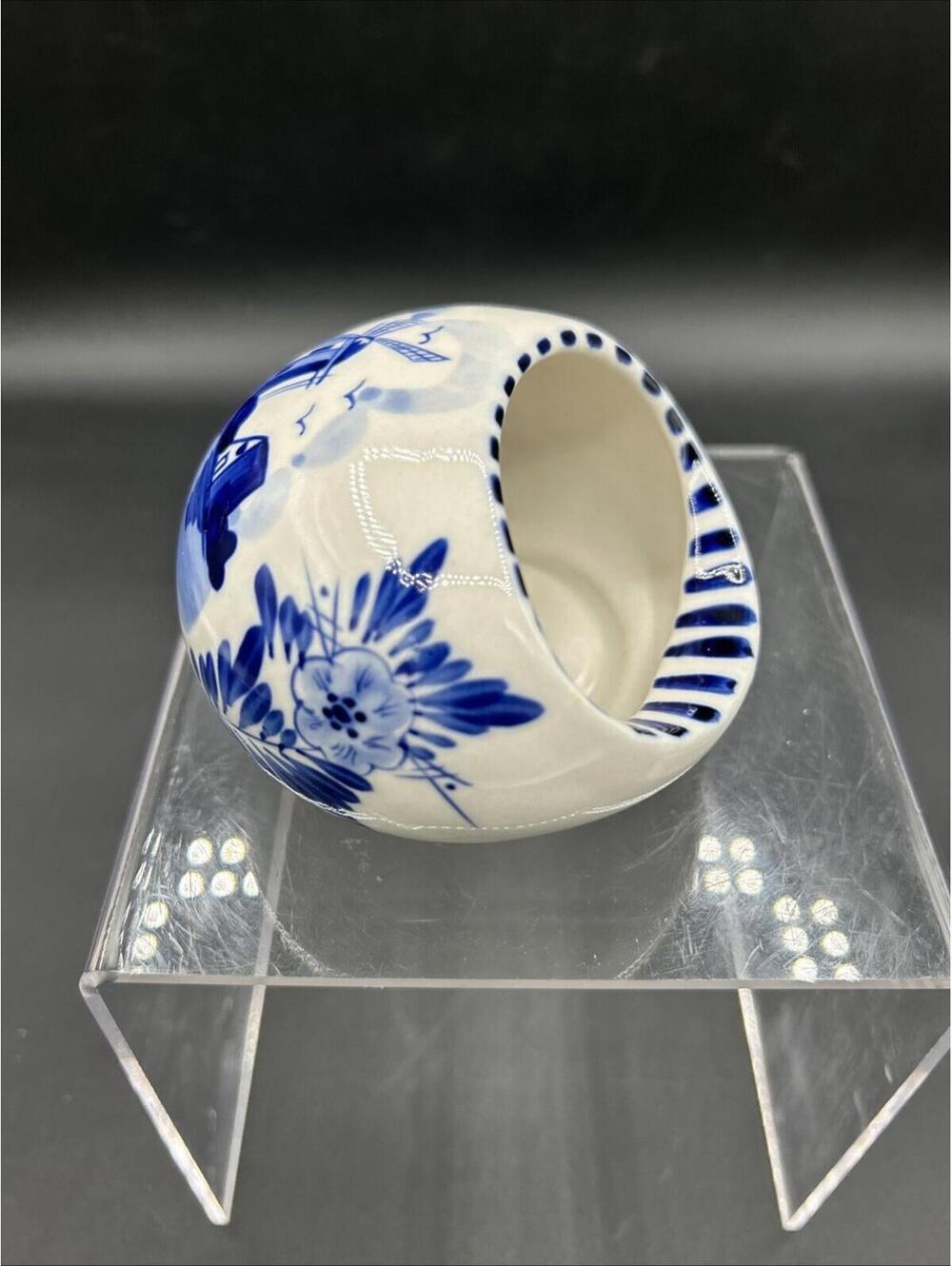 Vintage Delft Holland Blue & White Hand Painted Smoking Ashtray